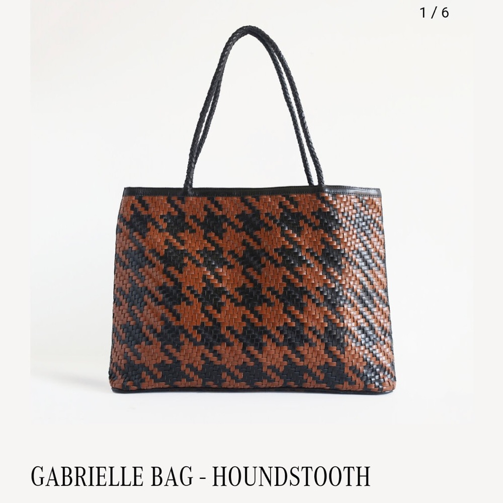 Gabrielle Houndstooth Handwoven Leather Bembien Tote Bag & Dust Bag- Preowned